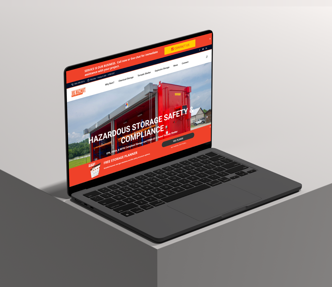 U.S. Hazmat Rentals provides critical storage solutions for hazardous materials, serving industries that demand compliance and safety. This project aimed to establish a digital presence that reflects the company’s expertise and reliability in a highly regulated field.